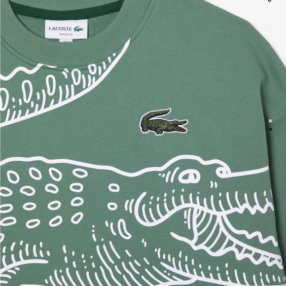 NWOT Lacoste Men’s Round Neck Loose Fit Croc Print Jogger Sweatshirt Size M - Picture 5 of 13